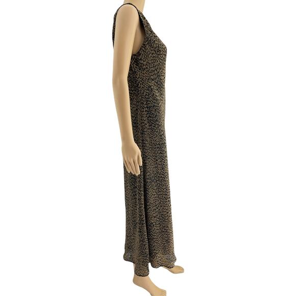 Studio 1 (14) Petite Y2K Brown Leopard Sleeveless Chiffon Sheath Maxi Dress - Picture 3 of 5